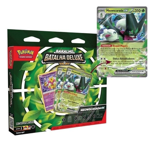 Cartas Pokémon Box Baralho Batalha Deluxe Meowscarada Copag 1