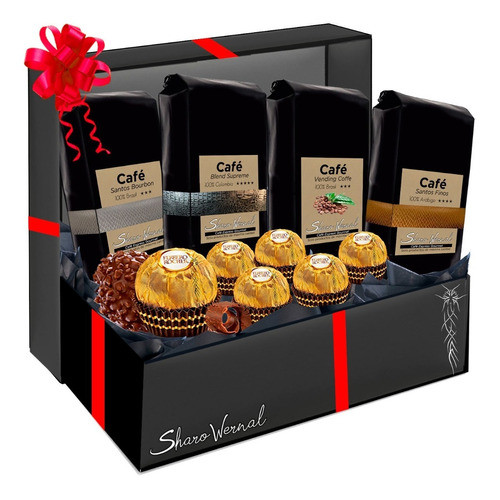 Caja Regalos Degustación Café Gourmet X4 500g + 6 Bombones 0