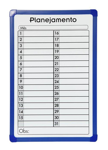Lousa Branca Planner Semanal Mês Dia Tarefas Magnético 30x45 0