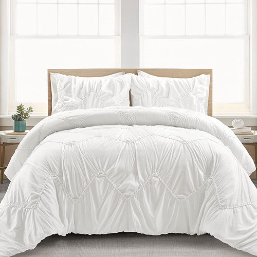 Exuberante Decoración Ruched Chevron 3 Piezas Edredón Set, R 1