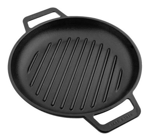 Sartén Grill Hierro Fundido Curado Doble Asa 25cm Victoria 0