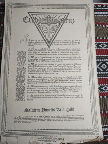 Orden Secreta Rosacruz Actas Y Cartas . Originales 0