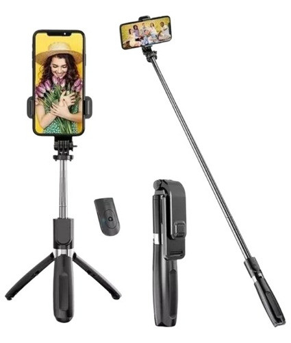 Bastão Pau Selfie Celular Controle Via Bluetooth Tripé Cor Preto 0