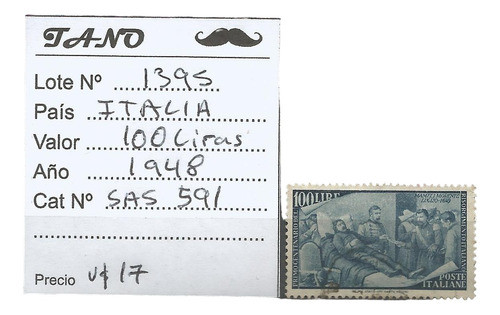 Lote1395 Italia 100 Liras Año 1948 Sas# 591 Us 0