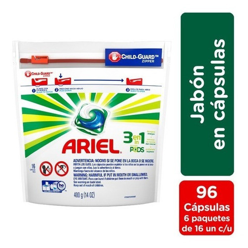Ariel Pods/capsulas - Promo Pack X 6 - 96 Unidades 1