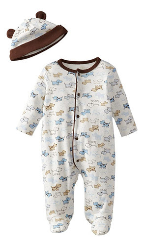 Little Me Baby Boy Newborn Cute Puppies Footie, White Print, 0
