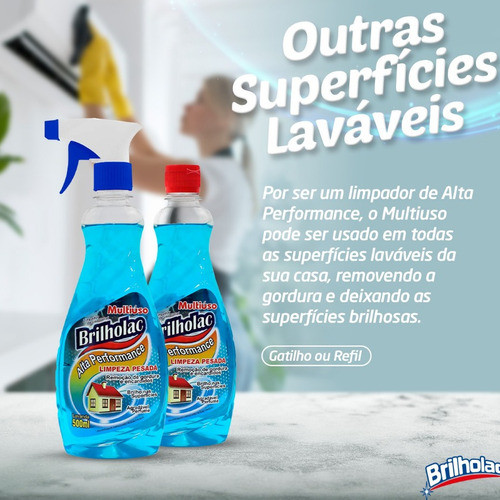 Kit 2 Limpador Multiuso Alta Performance Brilholac 500ml 1