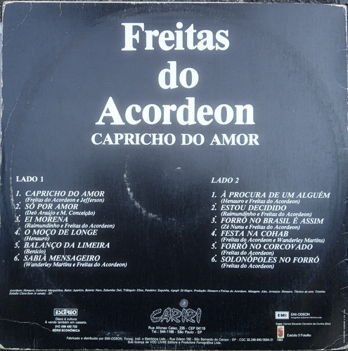 Lp Freitas Do Acordeon - Capricho Do Amor 1