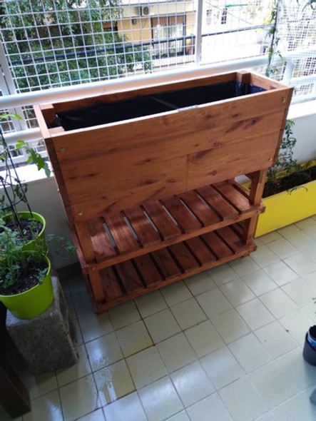 Huerta Urbano Madera 2 Estantes 100 Litros Interior Forrado 1