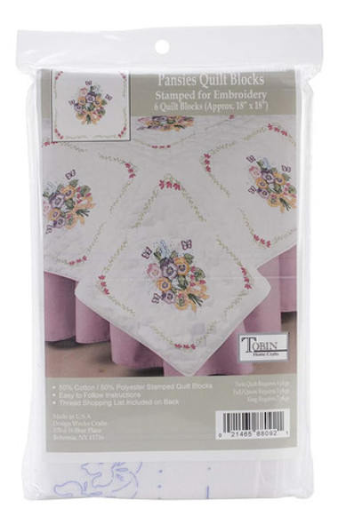 Kit De Patchwork Tobín Estampado Para Bordar Blanco 45cm X 4 0