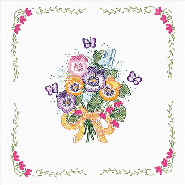 Kit De Patchwork Tobín Estampado Para Bordar Blanco 45cm X 4 1