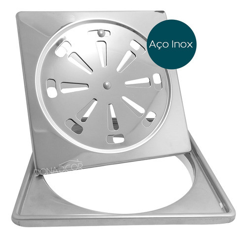 Ralo Para Banheiro 15x15 Inox Porta Grelha Tampa Abre Fecha 0