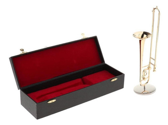 Trombone Em Miniatura De Bronze Com Caixa 1-4 Escala 1 Trombone Em Miniatura De Bronze Com Caixa 1-4 Escala 1