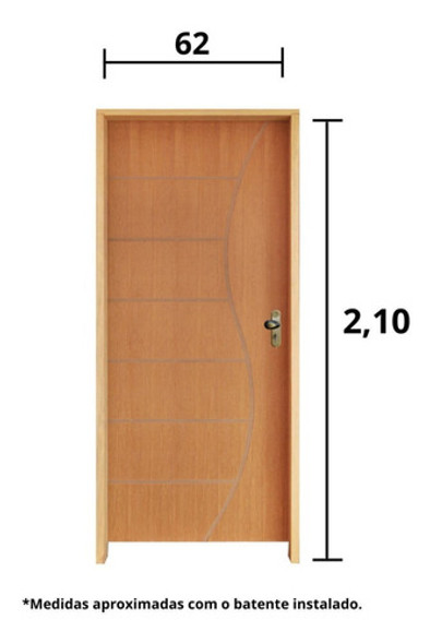 Kit Porta De Madeira 210x62cm Batente 14cm Fechadura Golf Wt 1