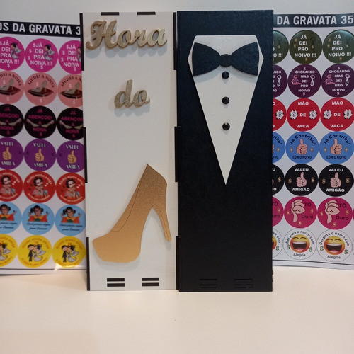 Kit Hora Da Gravata / 2 Cofres Em Mdf /70 Adesivos 1