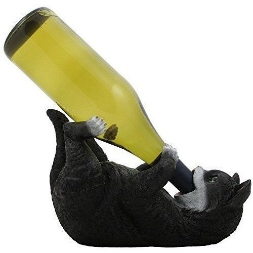 Jugueton Negro Y Blanco Kitty Cat Wine Holder Bottle Sculpt 0
