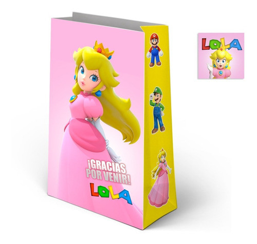 Bolsas Golosineras Personalizadas Princesa Peach Mario X10 1