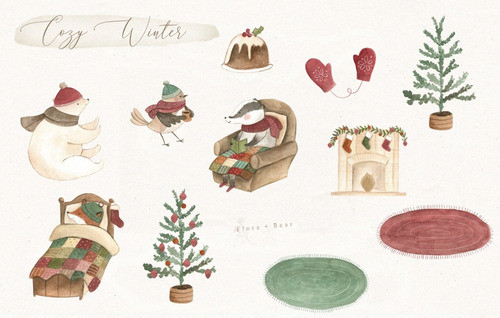 Kit Imagenes Png Cliparts Navidad Animales Acuarela Fb26 1
