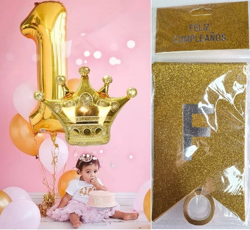 1 Combo 12 Globos Metalizados 1 Añito + Banner (publicacion) 1
