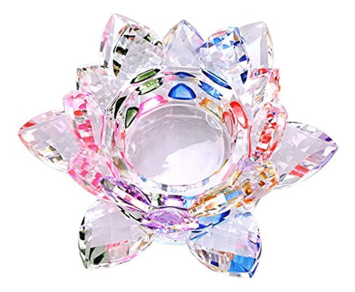 Ownmy Portavelas De Vela De Loto De Cristal De 4,5 Pulgadas, 0