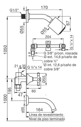 Griferia Fv Newport Plus Ducha Embutir Con Transferencia 1