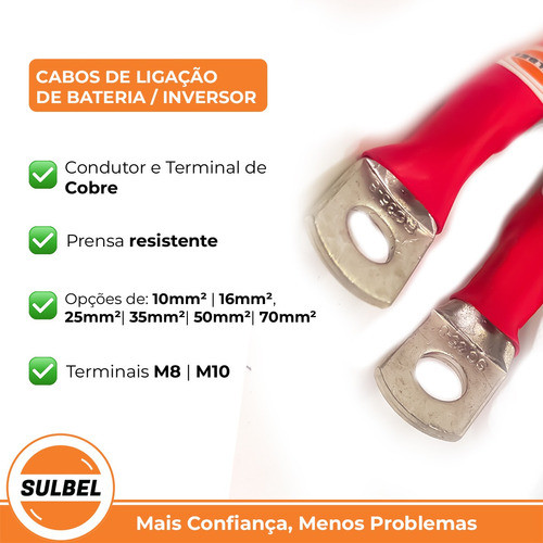 Cabo De Ligação 50mm Bateria Inversor/ Baterias 20cm 1