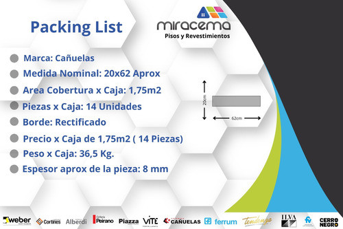 Cañuelas Macerata 20x62 Rectificado Blanco Texturado. 1