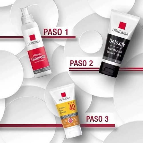 Kit Limpieza + Detoxify Hidratante + Protector 40 Lidherma 1