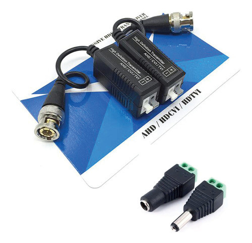 Pack Balun Conector + Plug Dc Macho Hembra Utp Cctv Camara 0
