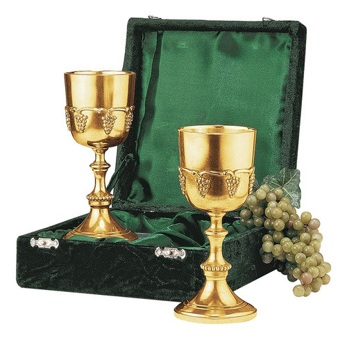 Diseño Toscano Grape Harvest Solid Brass Goblets - Set De Do 1