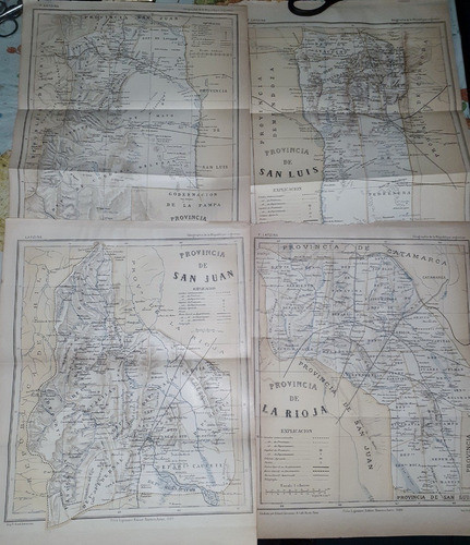Mapa Mendoza San Luis San Juan La Rioja 1889 Con Ferrocarril 0