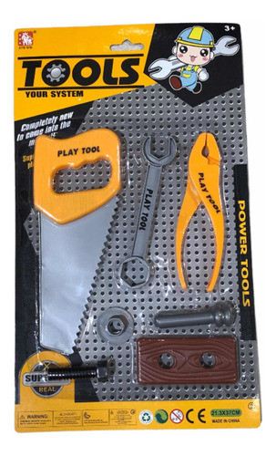 Herramientas De Juguete Sierra Pinza Y Llave Fija En Blister 0