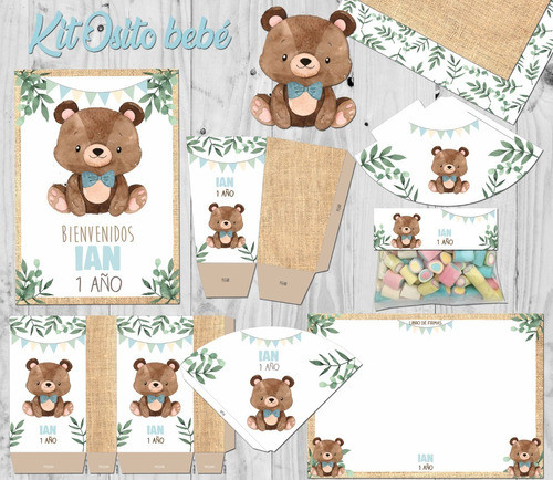 Kit Imprimible Osito Bebé Con Textos Editables! 1