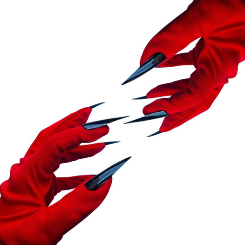 01 Par Luva Vermelha Garra Preta Fantasia Halloween 0