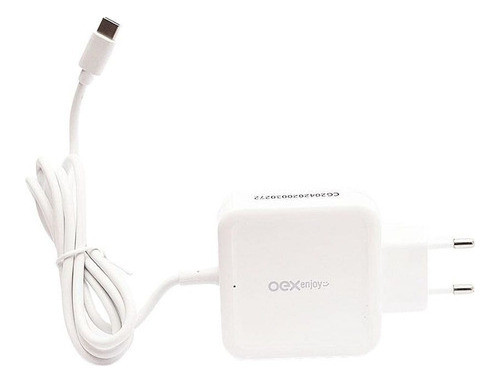 Carregador De Tomada Turbo Oex Conexão Type C Cg204 Branco 0