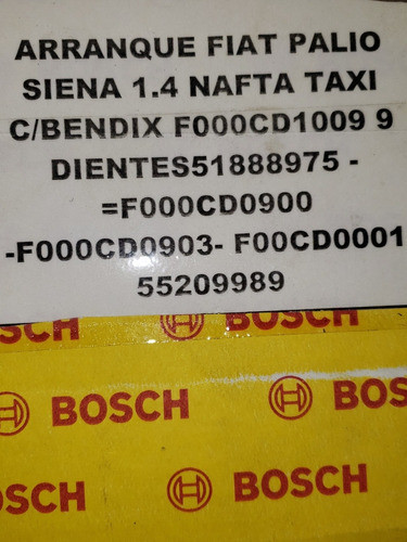 Recambio Arranque Fiat 1.4 Motor Fire Siena Palio Fiorino 1