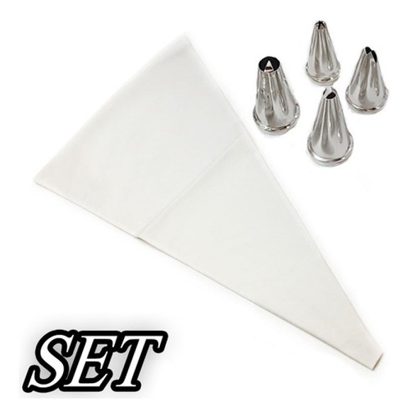 Combo Manga Decorar Pastelera Nº 4 4 Picos Acero Repsotera- 0
