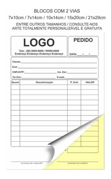 20 Blocos Personalizados - 10x15cm - 2 Vias/copiativo 0