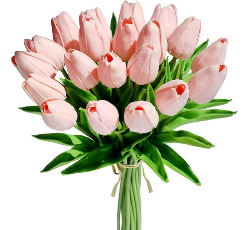 Lpluziyyds 20 Flores Tulipanes Artificiales, Tulipanes Tacto 0