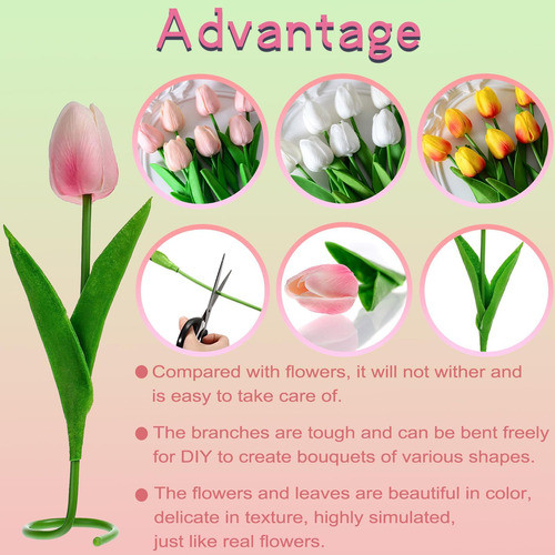 Lpluziyyds 20 Flores Tulipanes Artificiales, Tulipanes Tacto 1