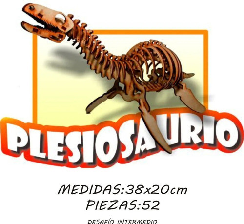 Rompecabezas P/armar Maqueta 3d Madera Plesiosaurio Dinosaur 1