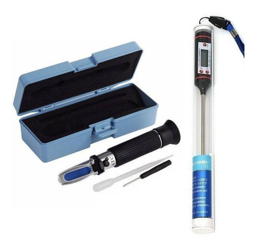 Refratômetro Brix E Sg Densidade Com Estojo + Termômetro 0