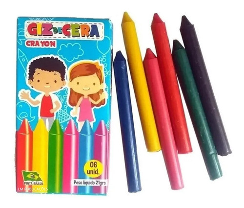 15 Cxs Giz De Cera 6 Cores Brinde Lembrancinha Atacado 0