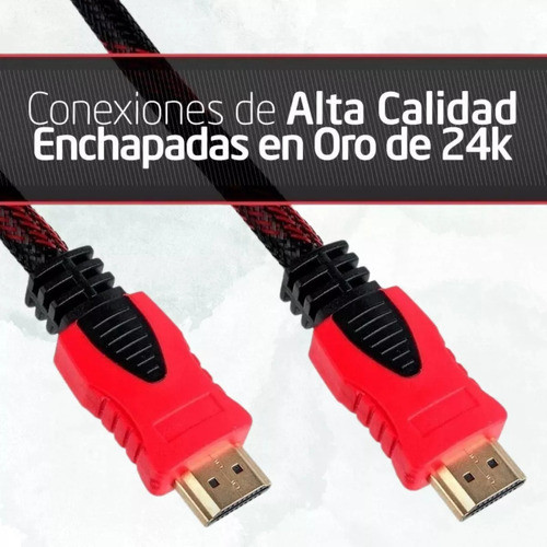 Cable Hdmi A Hdmi Largo 1.5 Mt Full Hd Mallado 1