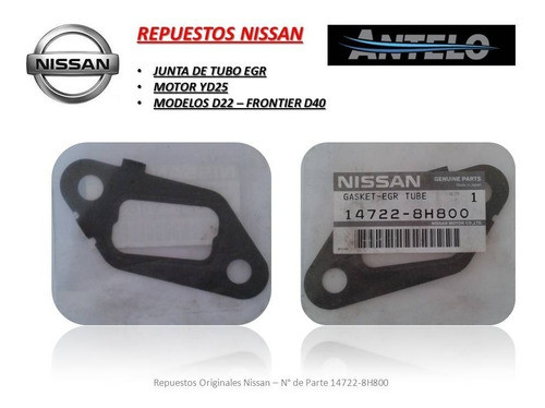 Junta Tubo De Válvula Egr Motor Yd25 Nissan D22 Frontier D40 1
