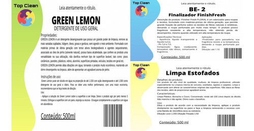 500 Ml Green Lemon + 500 Ml Limpa Estofado + 500 Ml Finaliza 1
