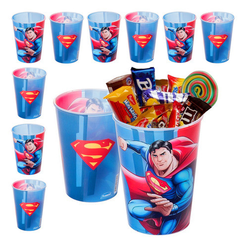 Kit 10 Copos Super Homem Para Doces E Lembranças De Festa 0