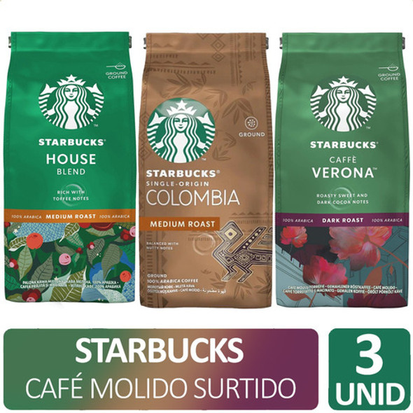 Cafe Starbucks Molido Tostado X3 Variedades 100% Arabica 0 Cafe Starbucks Molido Tostado X3 Variedades 100% Arabica 0