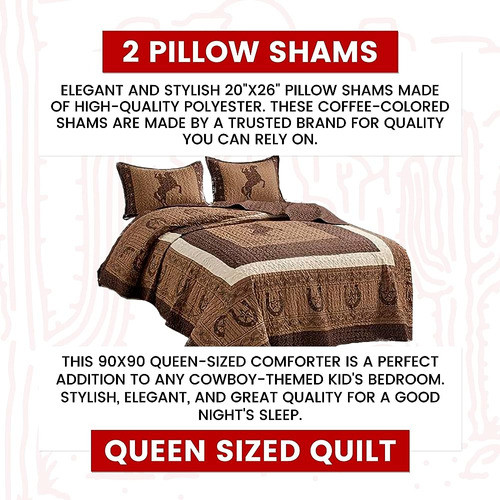 Sapphire Home Luxury 3-piece Quilt Bedset - Western Design C 1
