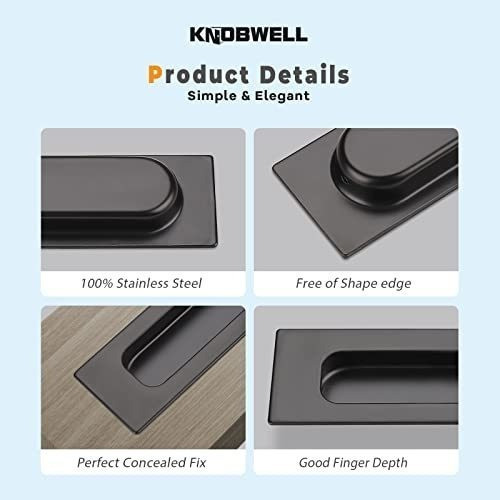 Tirador De Embutir Para Muebles 12cm Rectangular Negro/ 2u. 1